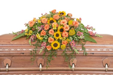 Heaven's Sunset Casket Spray from Monrovia Floral in Monrovia, CA